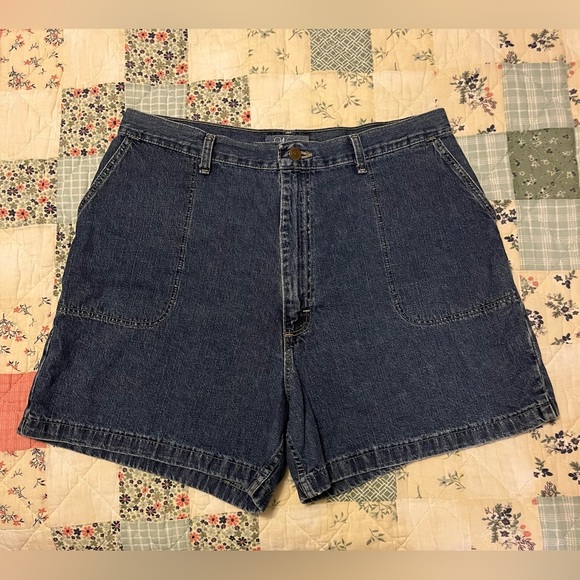 Wrangler Pants - Vintage Wrangler Dark Blue Jean Shorts for Women